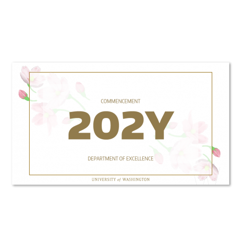 PowerPoint title slide with year and University of Washington logo in gold and framed by pink cherry blossoms